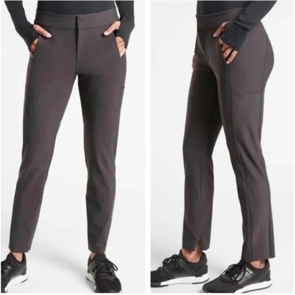 Athleta Pants Womens 4 Gray Green Stellar Trouser Pocket Athletic Casual Commute - Picture 1 of 12